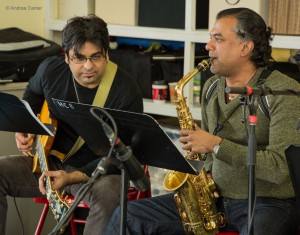 Rez Abbasi and Rudresh Mahanthappa, Ragmala Dance rehearsal 2014, © Andrea Canter