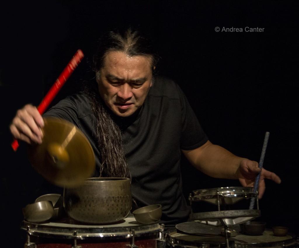 Nakatani with Adam Linz and Chris Bates at Studio Z, August 7, © Andrea Canter