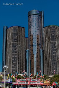 Detroit's Renaissance Center from Hart Plaza, © Andrea Canter